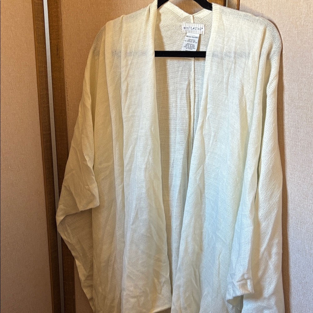 White Stag Cream Open-Front shawl osfm
